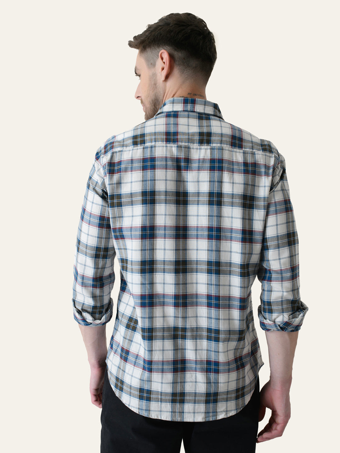 Teal Cotton Checked shirt