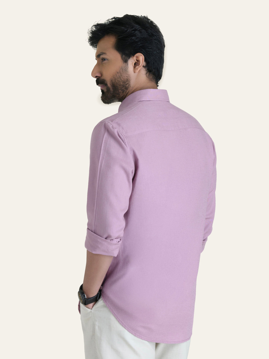 Lavender Solid Slim Fit Linen Cotton Shirt