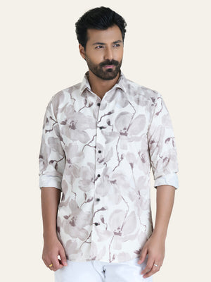 White Printed Rayon Shirt
