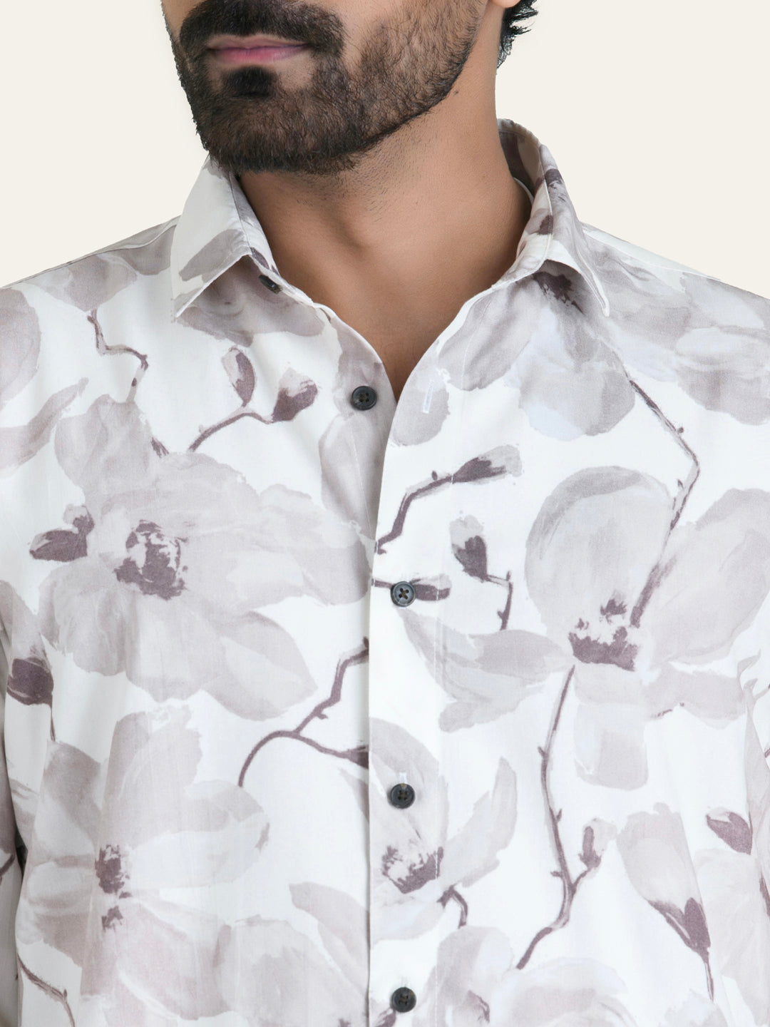 White Printed Rayon Shirt