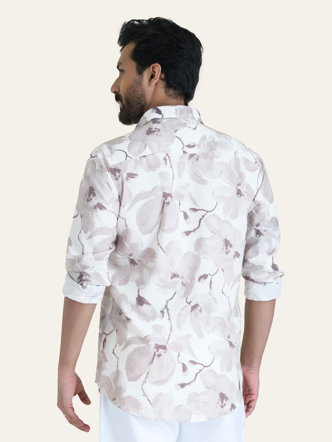 White Printed Rayon Shirt