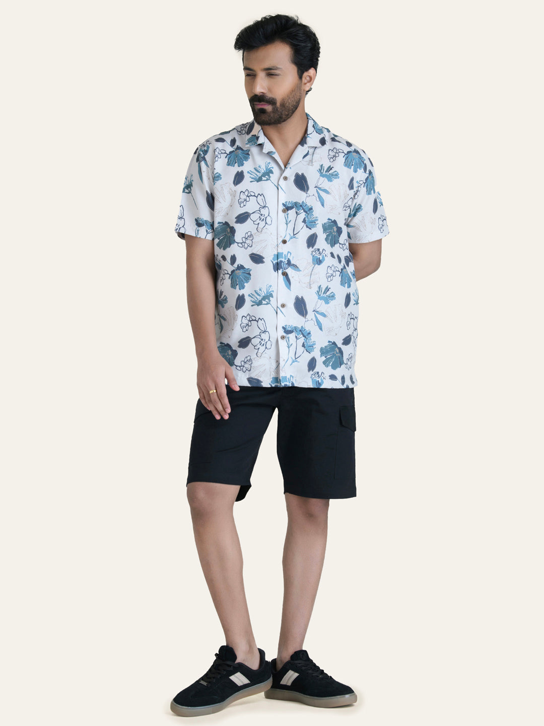 Blue Printed Rayon Shirt