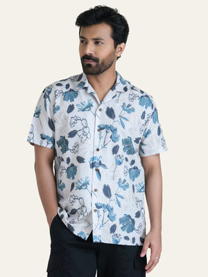 Blue Printed Rayon Shirt