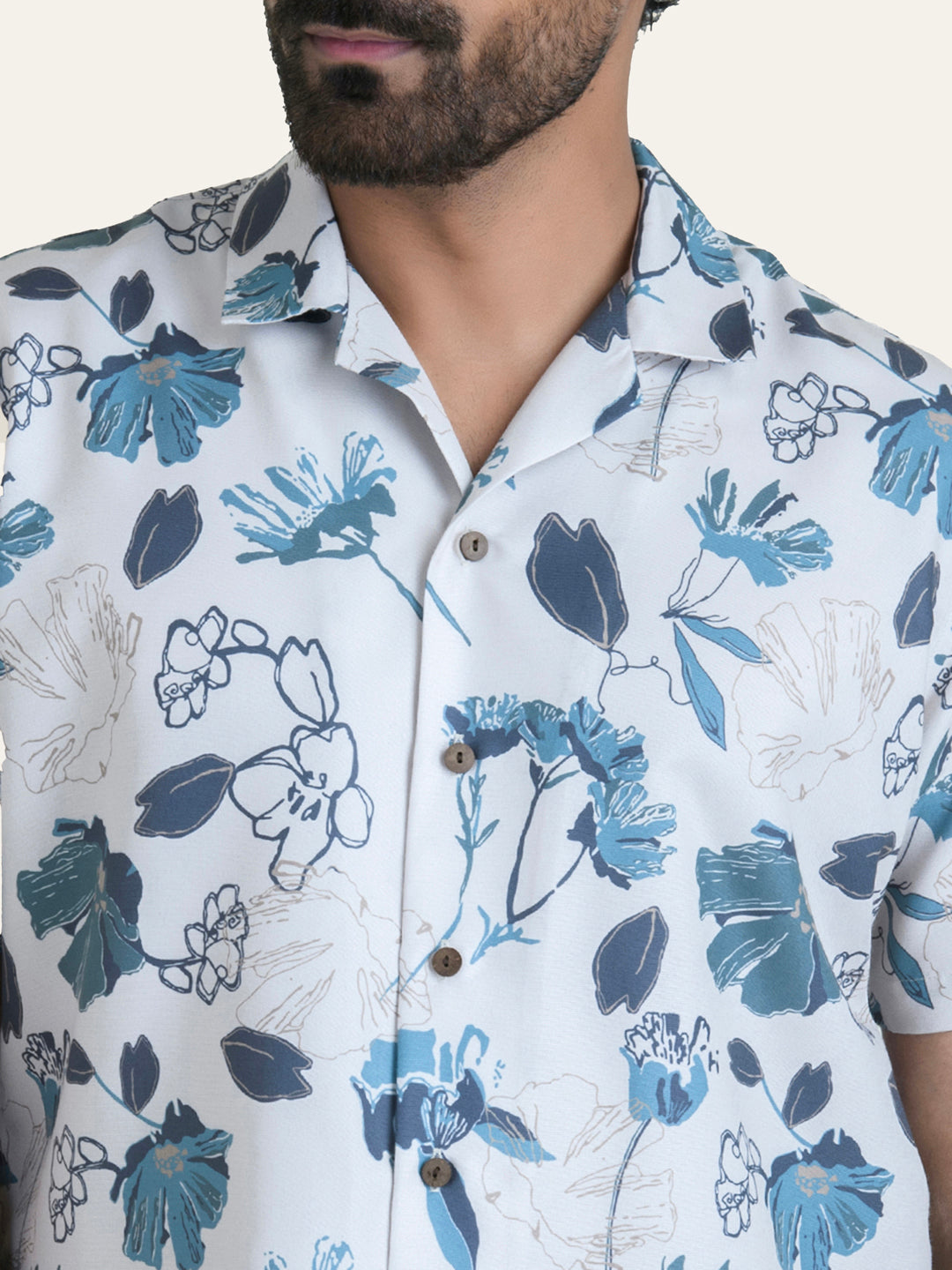 Blue Printed Rayon Shirt