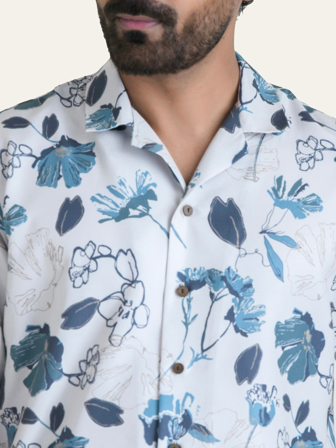 Blue Printed Rayon Shirt