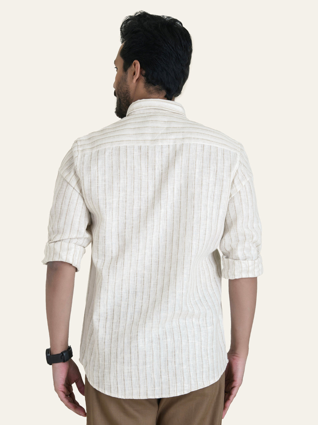 Mustard Striped Linen Cotton Shirt