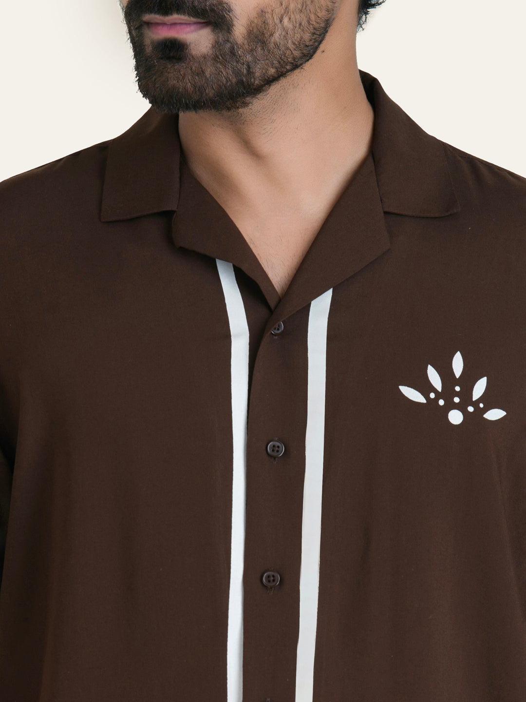 Brown Printed Rayon Shirt