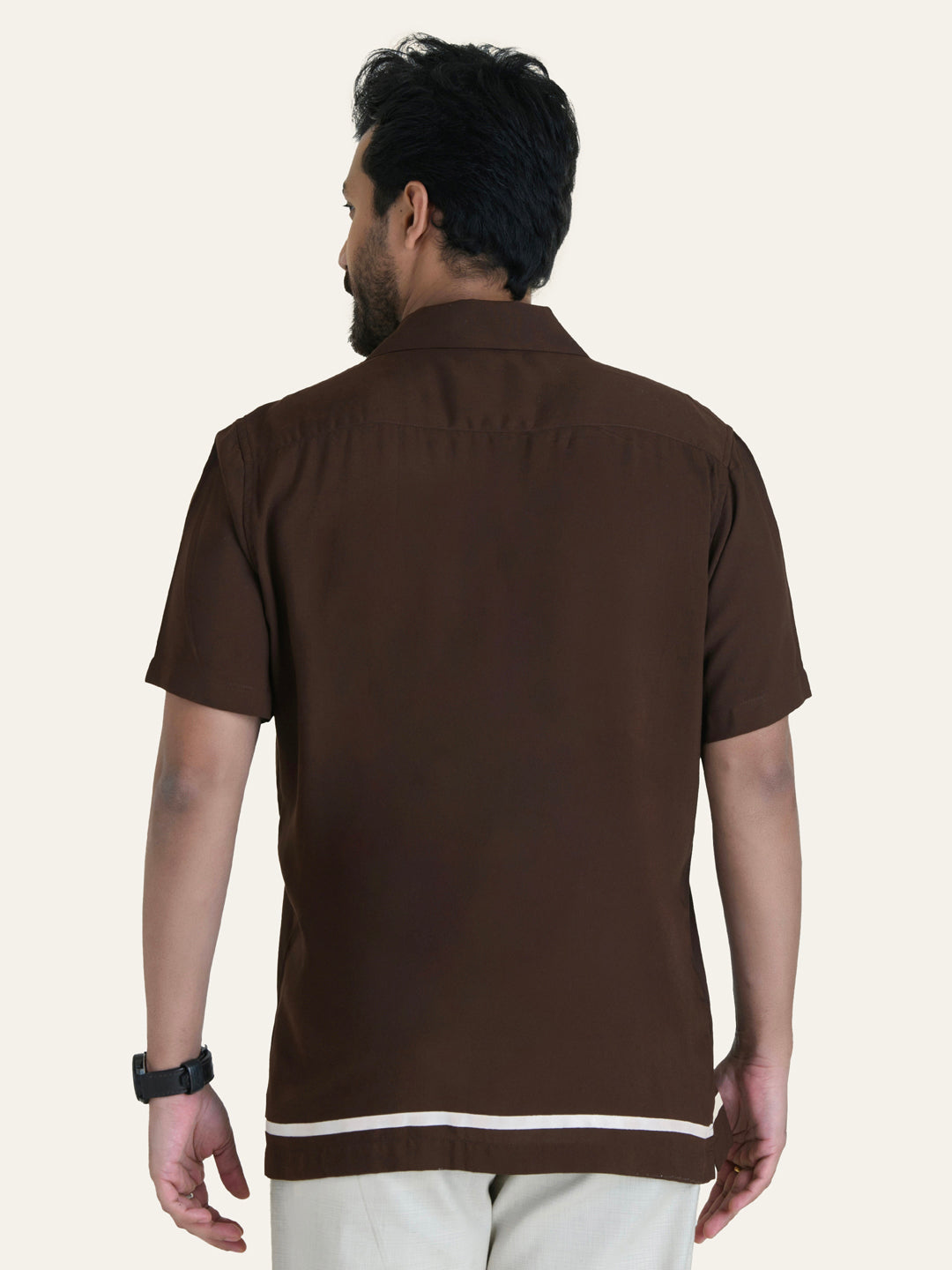 Brown Printed Rayon Shirt
