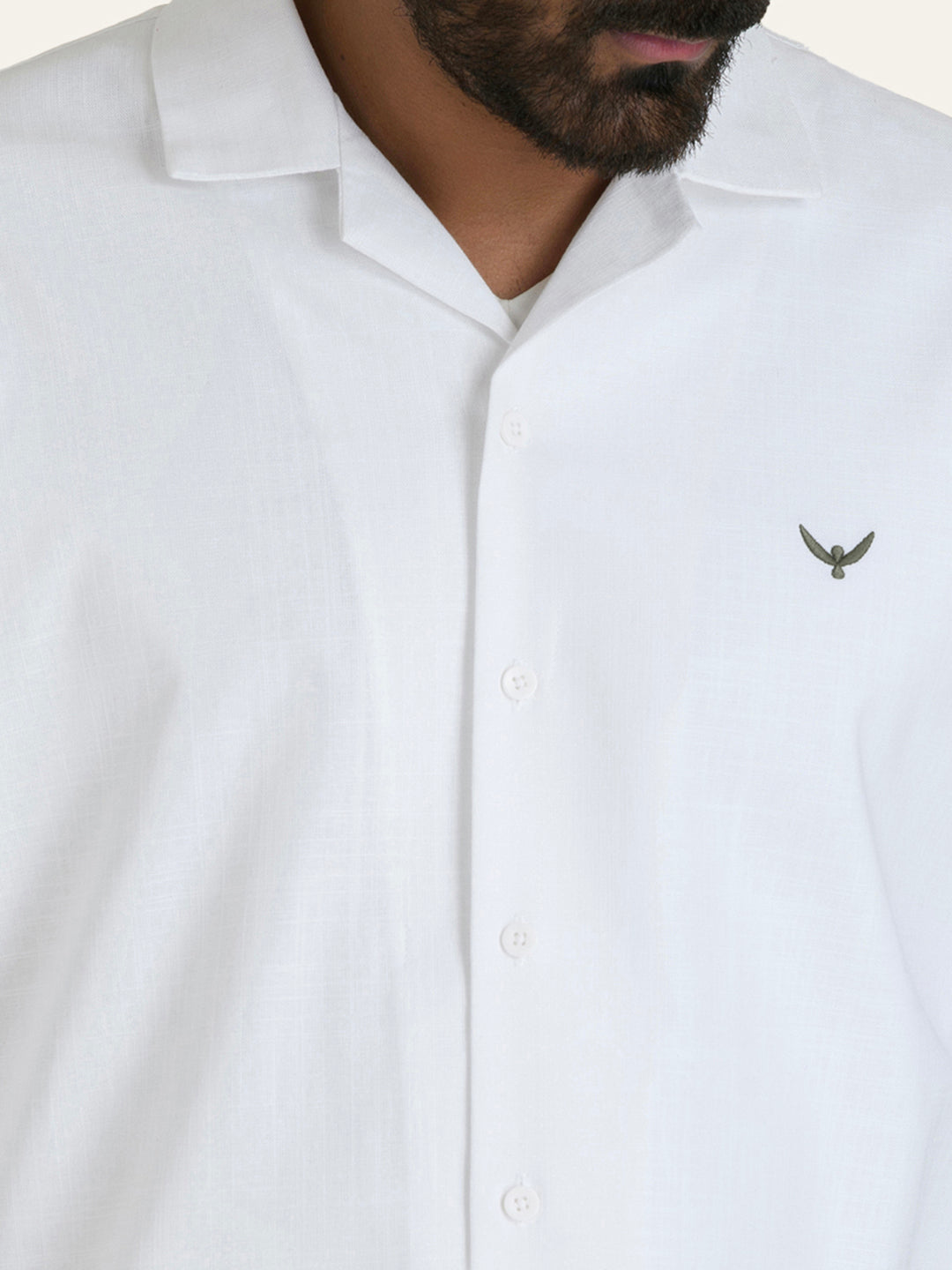 White Solid Linen Cotton Shirt