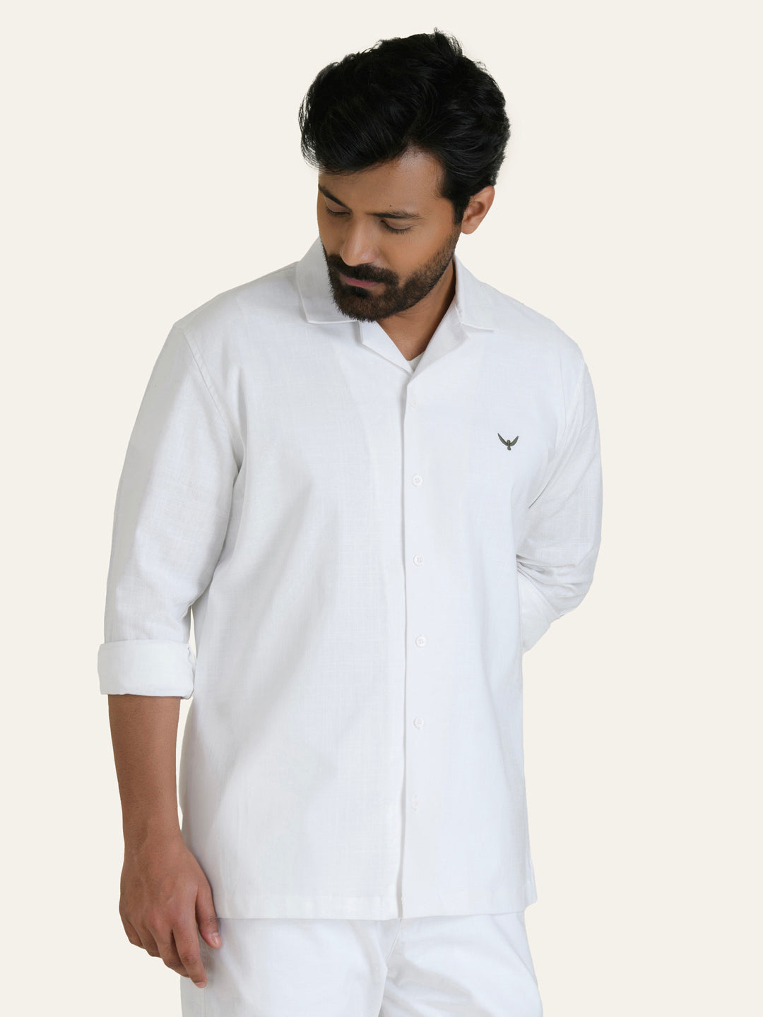 White Solid Linen Cotton Shirt